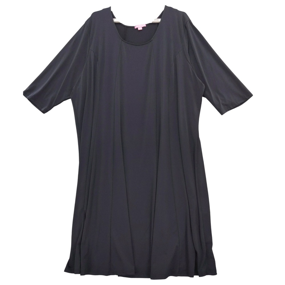 Woman Within Dress 4X 34/36 Black Knee Length Short Sleeve Plus‎ Size